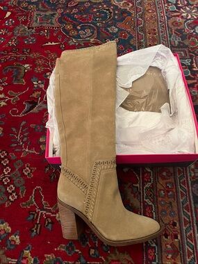 Vince Camuto Tan Suede Over Knew Suede  Heel Boots